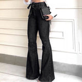 Calça Jeans Flare Cintura Alta  - Preto